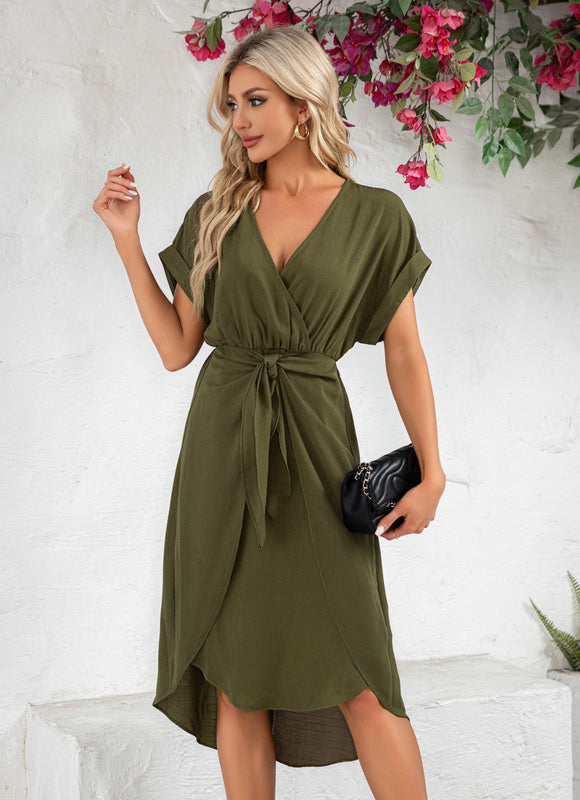 Robe Trapèze Olive Fluide - gallery 2
