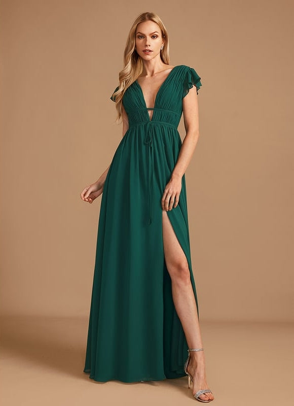 Robe Trapèze Longue Beige Élégante - gallery 2