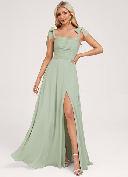 Robe Trapèze Vert Doux Satiné