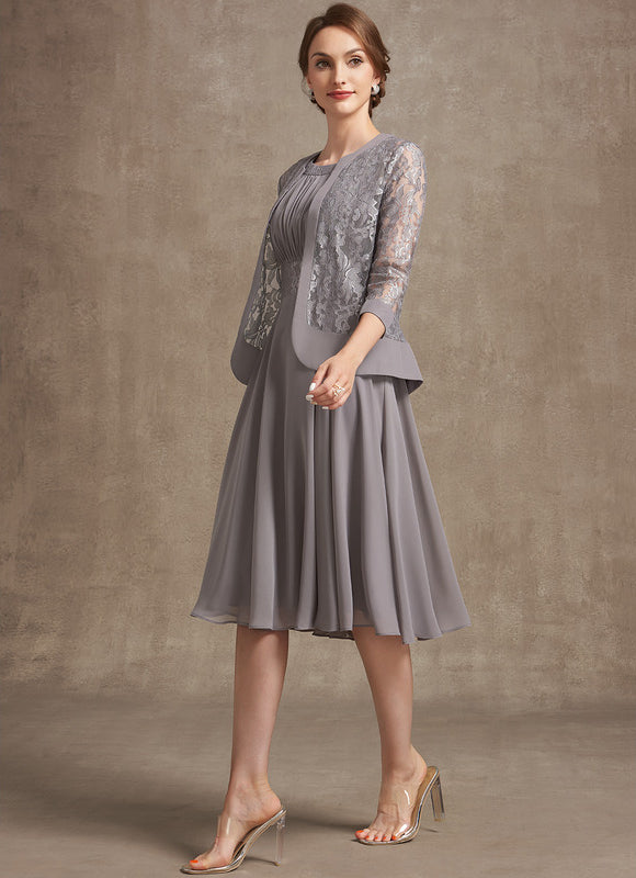 Robe Trapèze Gris Élégant Satiné - gallery 3