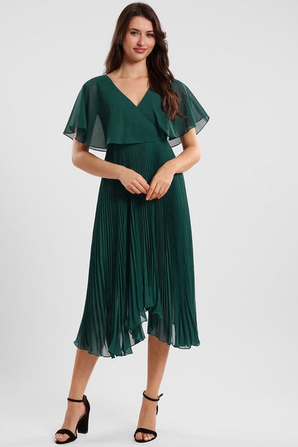 Robe Trapèze Plissée Émeraude - gallery 1