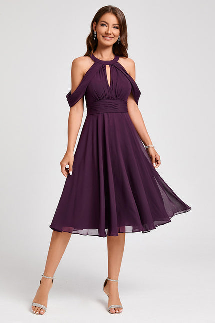 Robe Trapèze Chic Mousseline Violet