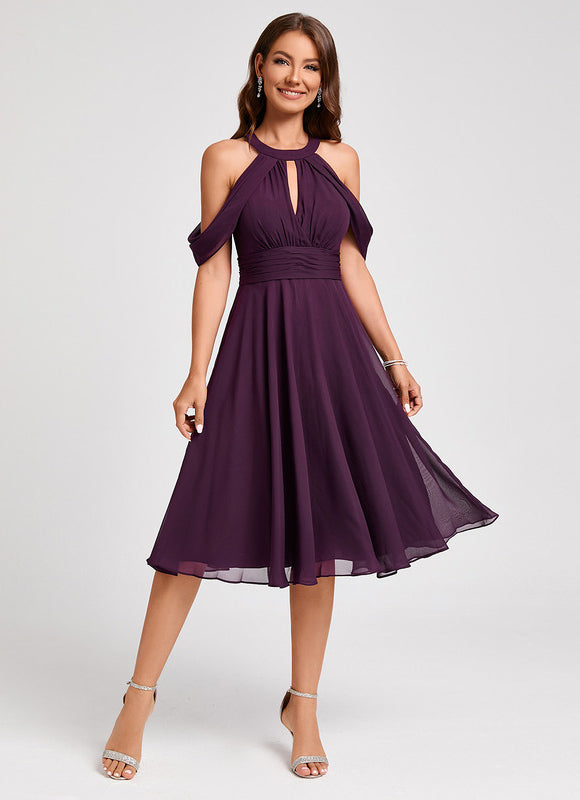 Robe Trapèze Chic Mousseline Violet