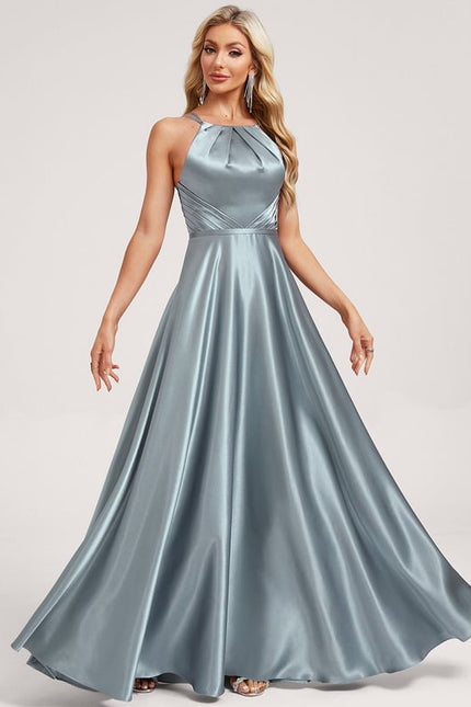 Robe Trapèze Satinée Azur - gallery 2