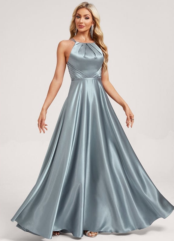 Robe Trapèze Satinée Azur - gallery 2