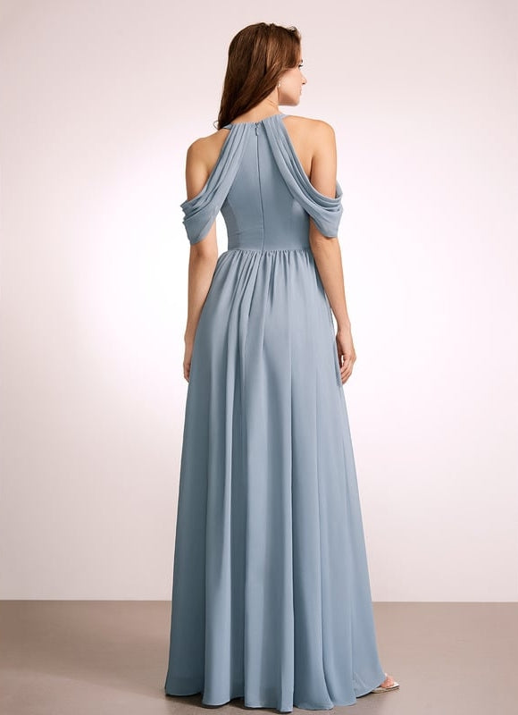 Robe Trapèze Vert Émeraude Longue Rayée - gallery 3