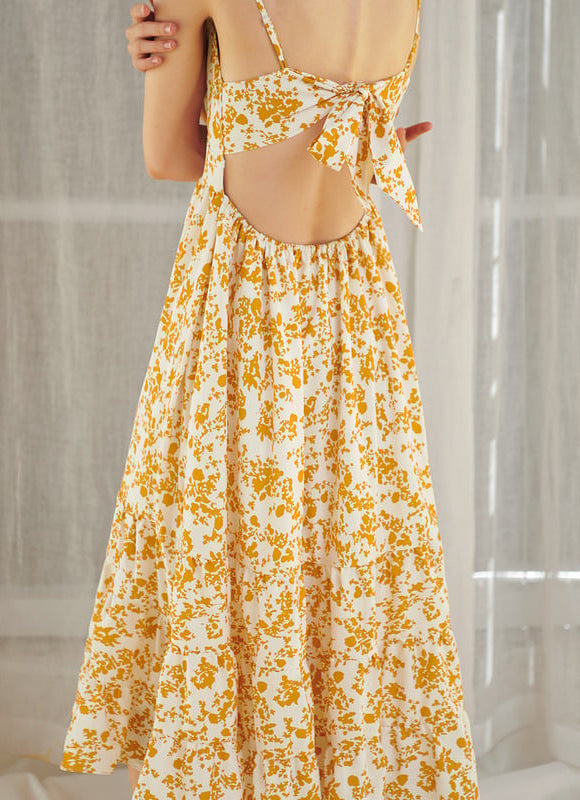 Robe Trapèze Jaune Florale - gallery 1