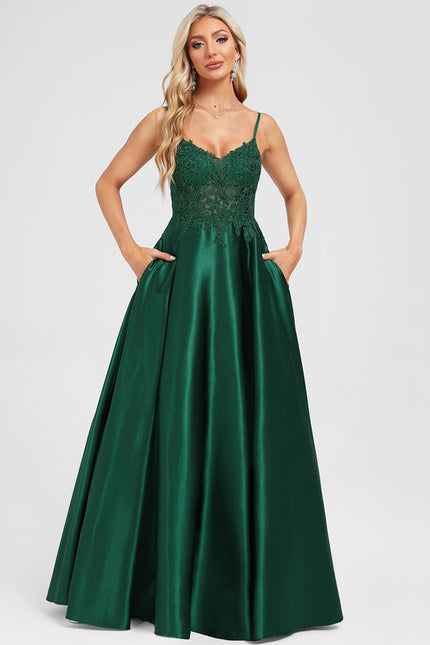 Robe Trapèze Éclat Émeraude Flottant - gallery 1