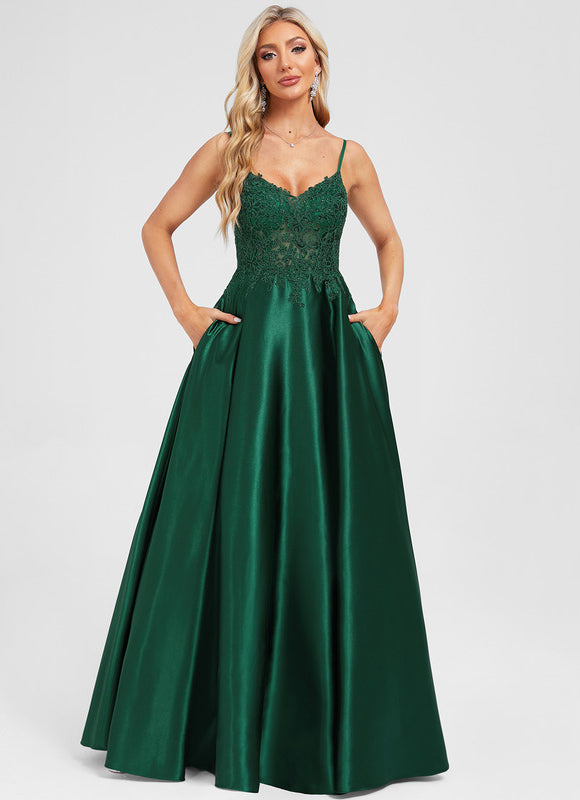 Robe Trapèze Éclat Émeraude Flottant - gallery 1
