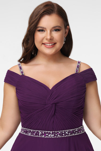 Robe Trapèze Violet Mousseline À Paillettes - gallery 6