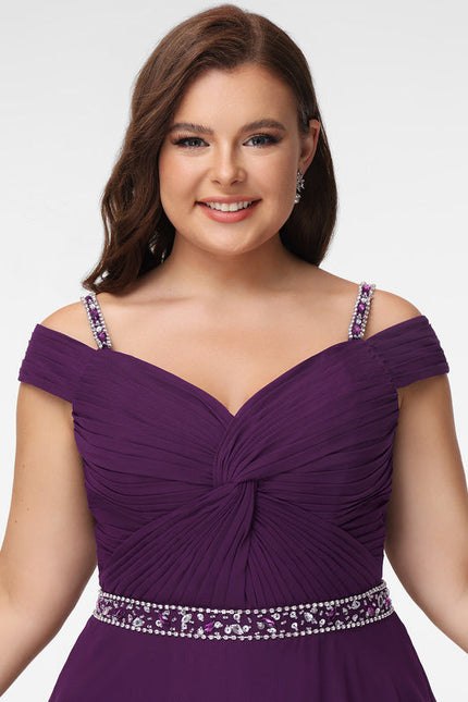 Robe Trapèze Violet Mousseline À Paillettes - gallery 6