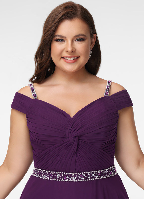 Robe Trapèze Violet Mousseline À Paillettes - gallery 6