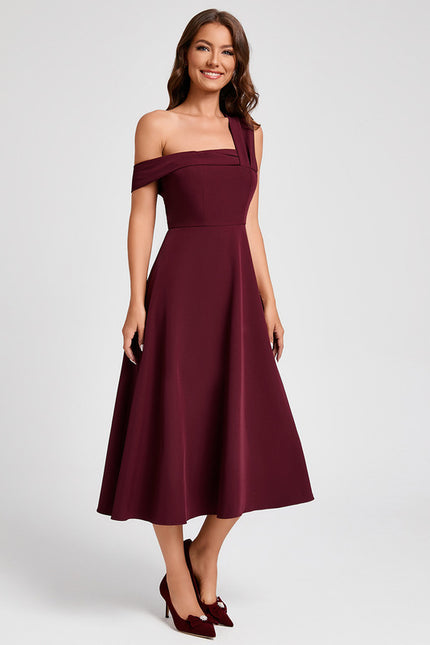 Robe Trapèze Bordeaux Flottant - gallery 3