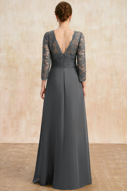 Robe Trapèze Gris Élégance Drapée - gallery 5