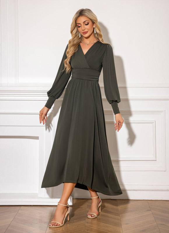 Robe Trapèze Maxi Asymétrique Sage - gallery 6