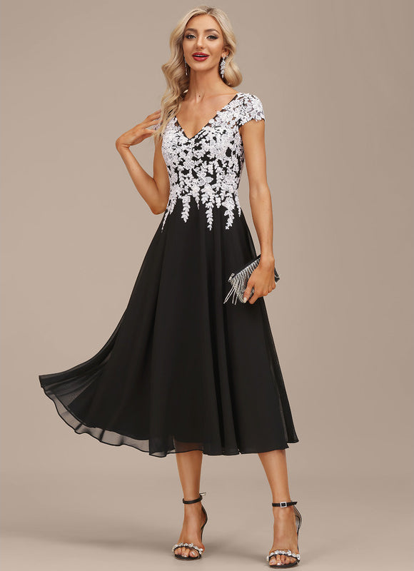Robe Trapèze Noire Et Blanche Dentelle