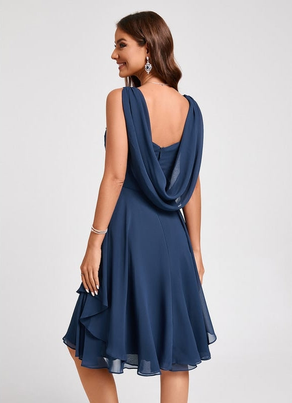 Robe Trapèze Drapé Élégant Chic - gallery 1