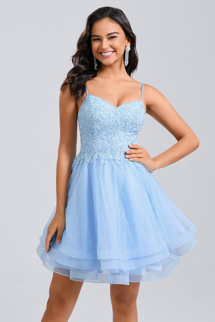 Robe Trapeze Bleu Ciel - gallery 1