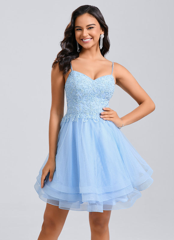Robe Trapeze Bleu Ciel - gallery 1