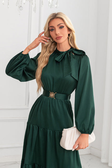 Robe Trapèze Vert Rétro Élégant - gallery 4