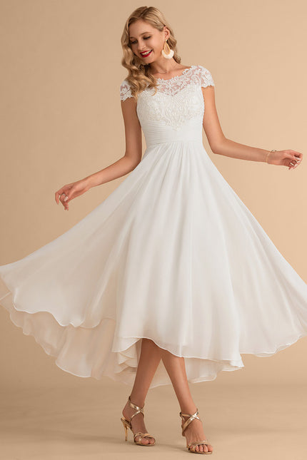 Robe Trapèze Blanche Dentelle Mousseline