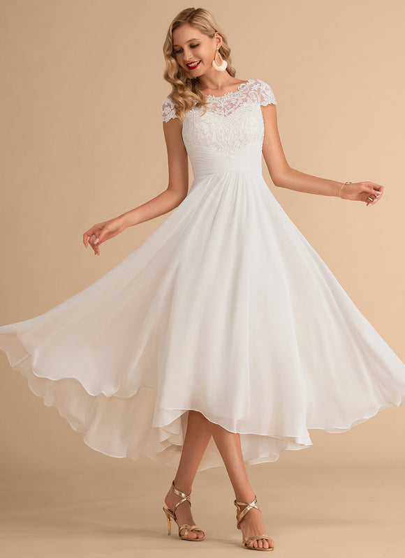 Robe Trapèze Blanche Dentelle Mousseline