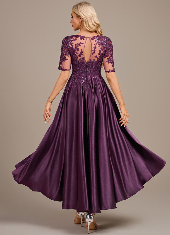 Robe Trapèze Satinée Prunelle - gallery 5