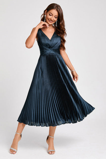 Robe Trapèze Plissée Satinée