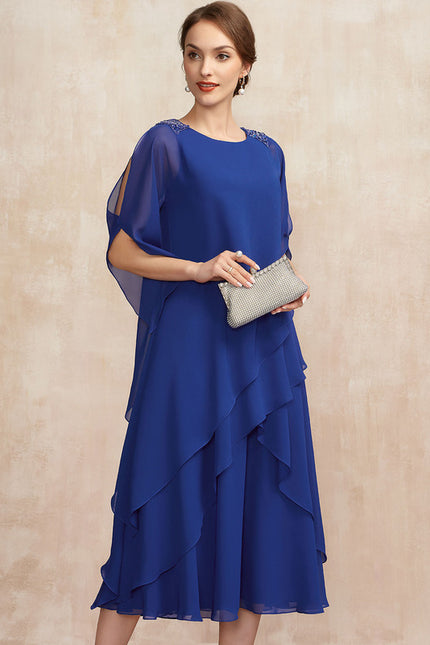 Robe Trapèze Bleu Cascade Chic