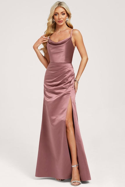 Robe Trapèze Satin Rose Élégante - gallery 2