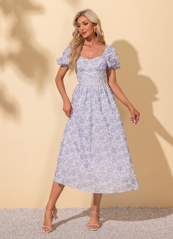 Robe Trapèze Rosée Épanouie - gallery 1