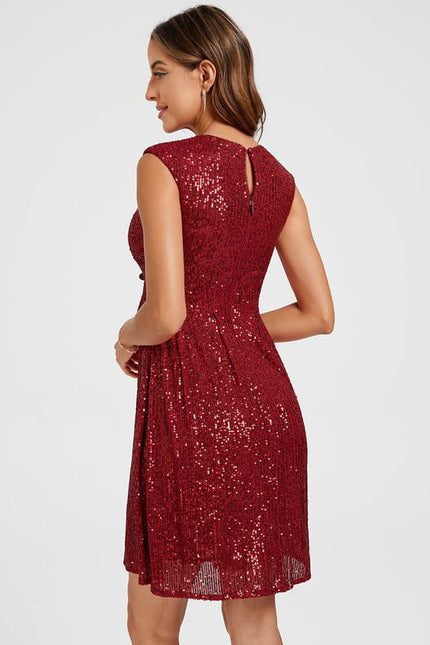 Robe Trapèze Pailletée Cerise - gallery 6