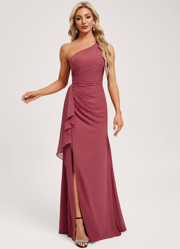 Robe Trapèze Asymétrique Beige - gallery 2
