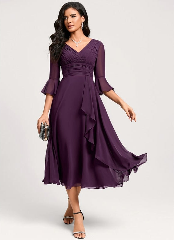 Robe Trapèze Florale Marine - gallery 5