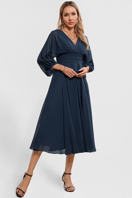 Robe Trapèze Florale Marine - gallery 2