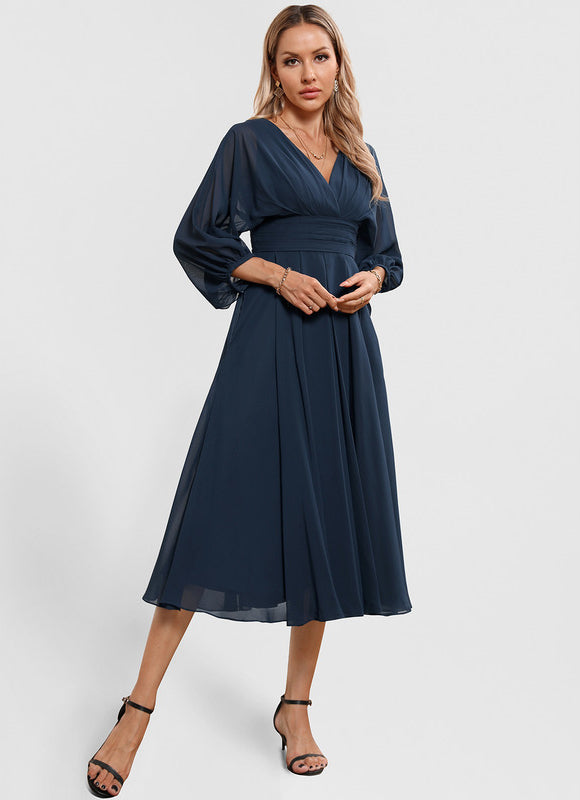 Robe Trapèze Florale Marine - gallery 2