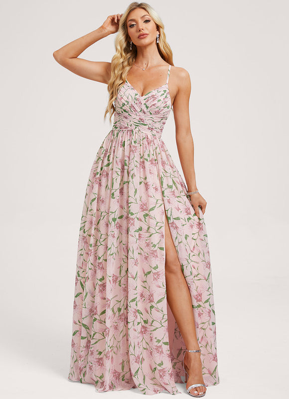 Robe Trapèze Longue Beige Élégante - gallery 2