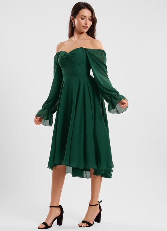 Robe Trapèze Flottante Verte - gallery 5