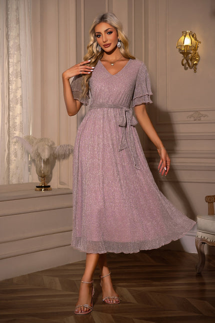 Robe Trapèze Tulle Rosée - gallery 4