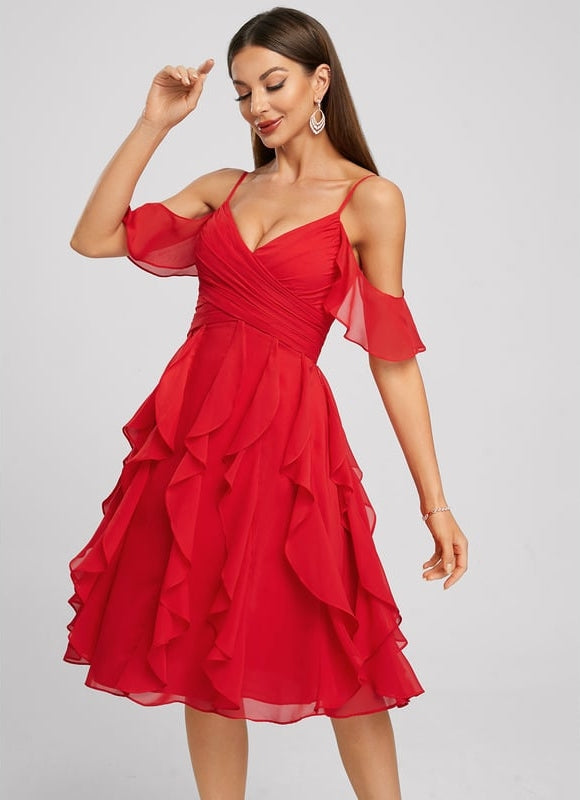 Robe Trapèze Rouge Éclatant