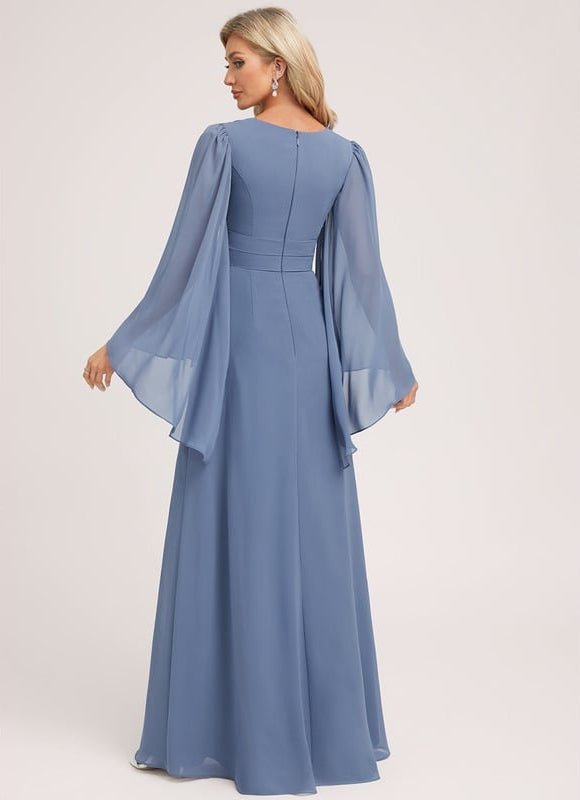 Robe Trapèze Longue Beige Élégante - gallery 1
