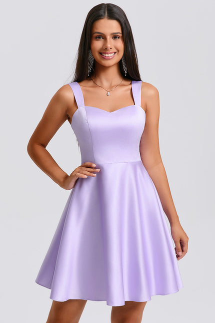 Robe Trapèze Satinée Lavande - gallery 6