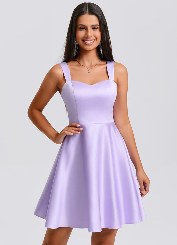 Robe Trapèze Satinée Lavande - gallery 6