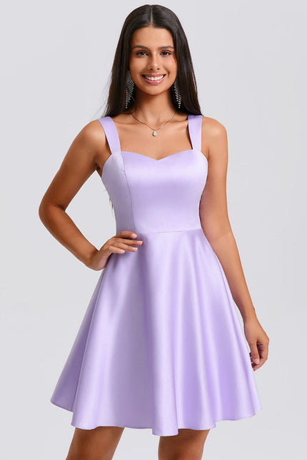 Robe Trapèze Satinée Lavande - gallery 6