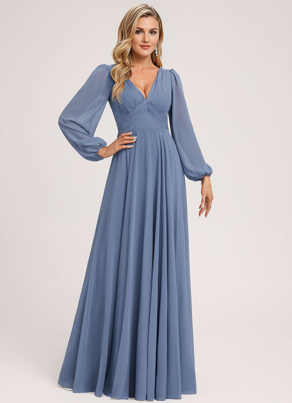 Robe Trapèze Longue Beige Élégante - gallery 2