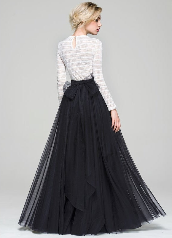 Robe Trapèze Tulle Noir Éthéré - gallery 3