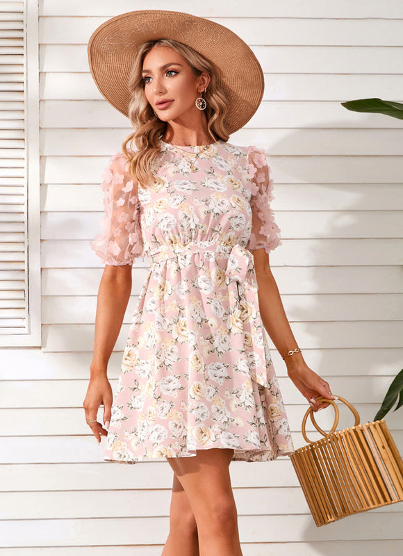 Robe Trapèze Noire Florale - gallery 5