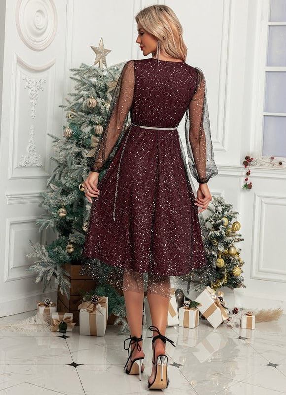 Robe Trapèze Tulle Rosée - gallery 1