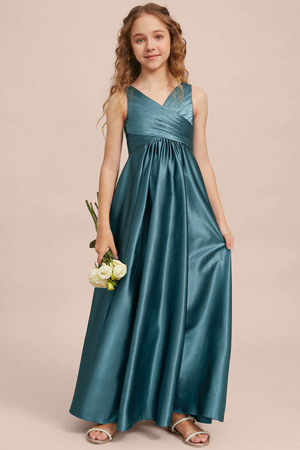 Robe Trapèze Satinée Longue Émeraude - gallery 2