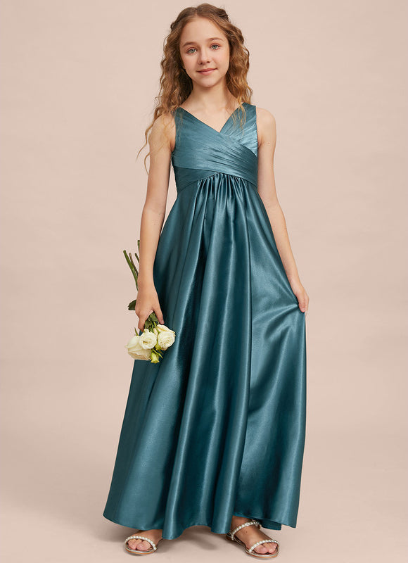 Robe Trapèze Satinée Longue Émeraude - gallery 2